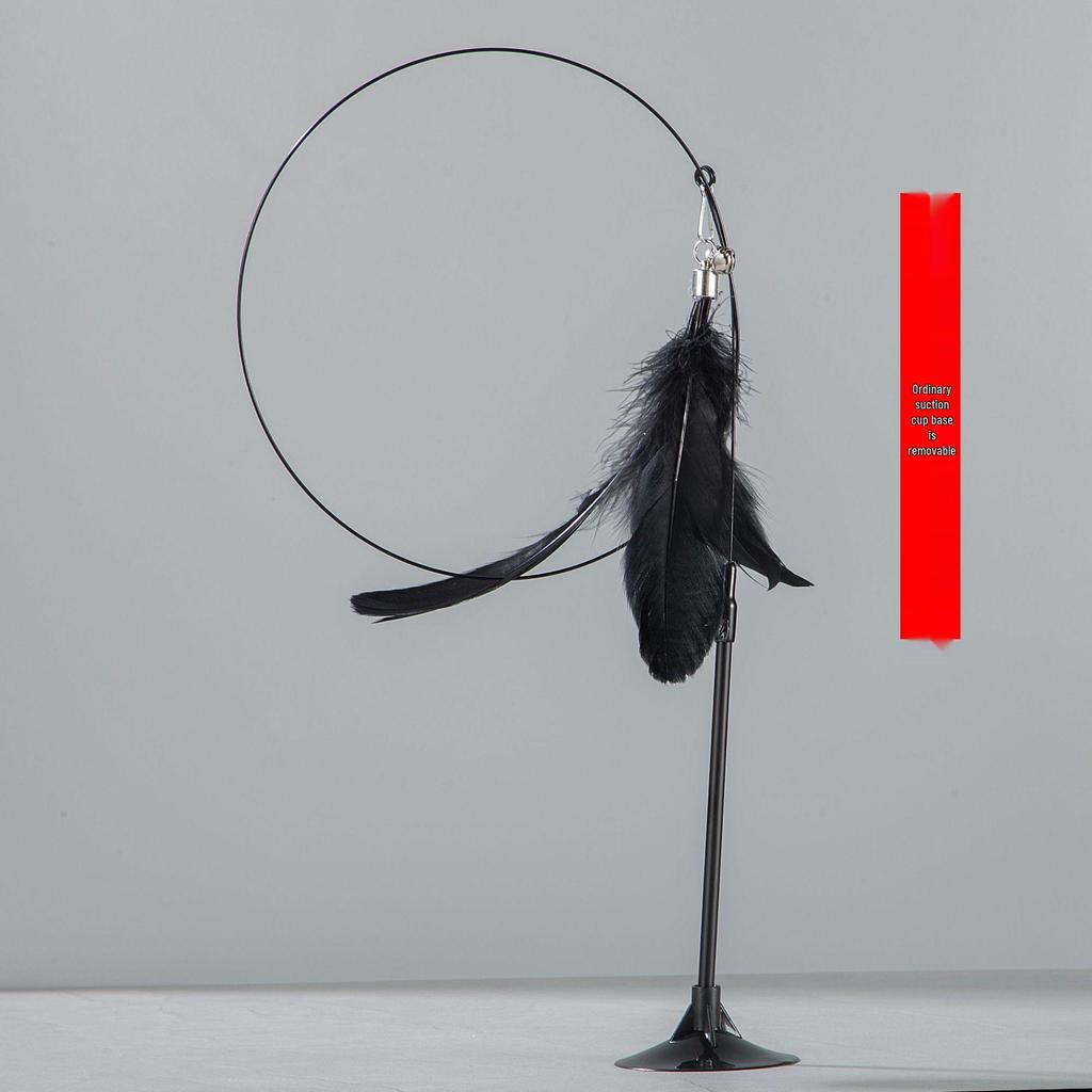 Automatic Cat Teaser: Suction Cup Feather Wand for Self-Play and Boredom Relief