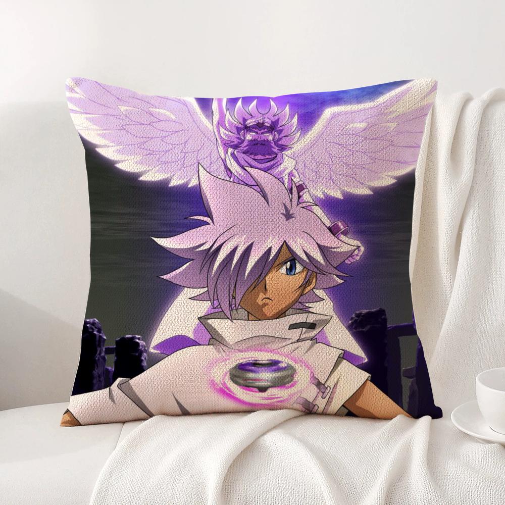 Hot Anime B-Beyblade Cushion Cover Summer Coolness Linen Fabric Double-Sided Printing Pillow Case Sofa Home Decor Gift