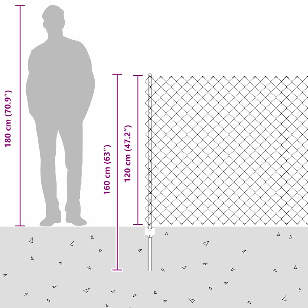Chain Link Fence with Posts 10 X 1.2 M (W X H) Hot Dip Galvanized Steel