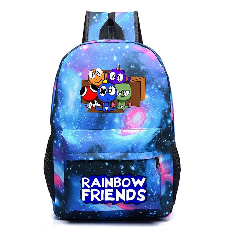 Rainbow Friends Cartoon School Backpack Kids Boys Girls Lightweight Oxford Fabric Bookbag With Ergonomic Shoulder Straps