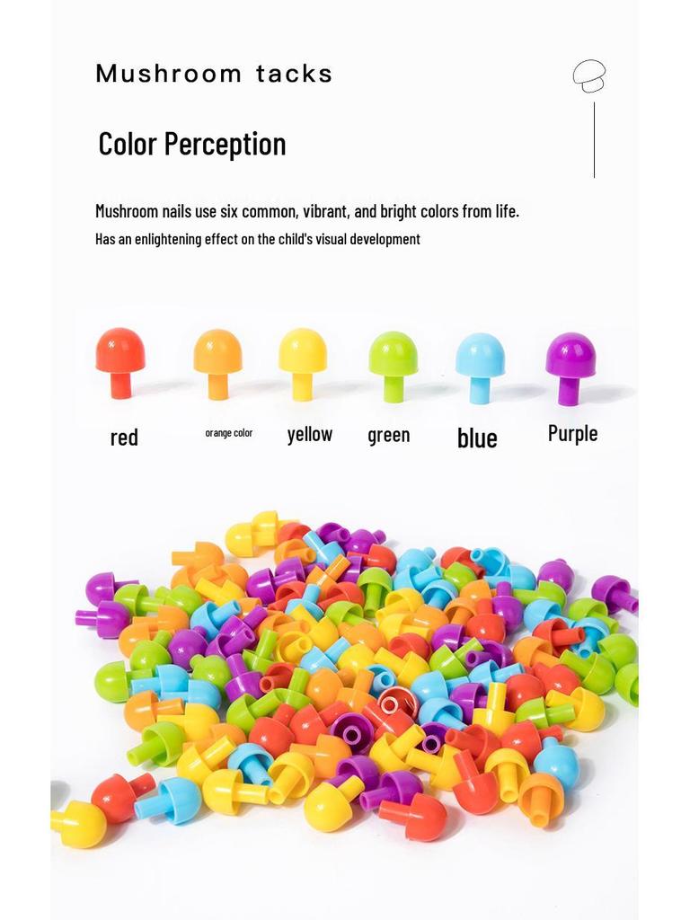 Toddler Gear Mushroom Peg Puzzle - Early Education Geometric Shapes, Creative Interlocking Board Toy