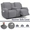 2 Seater Jacquard Recliner Sofa Cover with Cup Holder Split Stretch Reclining Sofa Covers Armchair Slipcover for Living Room