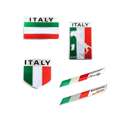 3D Aluminum Italy Italian Flag Adhesive Emblem Badge Car Sticker Motorcycle Decal For Alfa Romeo Fiat Ferrari Honda Suzuki BMW Yw2