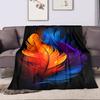 Colorful Feather Art on Black Background Patterned flannel blanket perfect for the bedroom living room, sofa, or a little nap