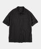 LETTERCOMO Core Wrinkle Check Boxy Half Roll-Up Shirt Smoked Black
