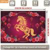 2D Lunar New Year Photography Backdrop with Golden Horse, Flowers and Red Lanterns