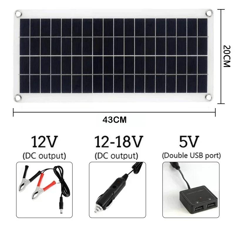 20W-1000W Solar Panel 12V Sola Cell 100A Controller Solars Panl for Phone RV Car MP3 PAD Charger Outdoor Battery Supply Camping