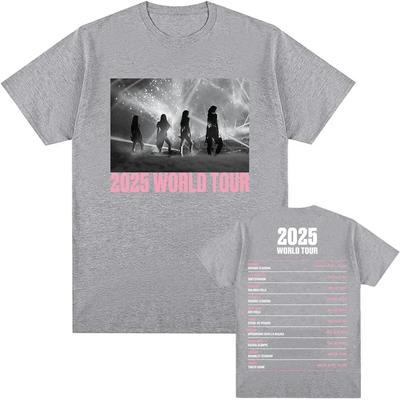 Black and Pink Tour 2025 T-shirt Summer Short Sleeve Male Tshirts Korean Girls Band Fashion T Shirt Streetwear Unisex Men Women#Color(1)