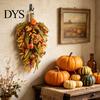 Künstlicher Kürbis-Kranz Herbst Tränentropfen-Girlande, Falsche Kürbisse Beeren Tannenzapfen Blätter Tür Traditionelle Herbst-Tischdekoration Ernte für Thanksgiving