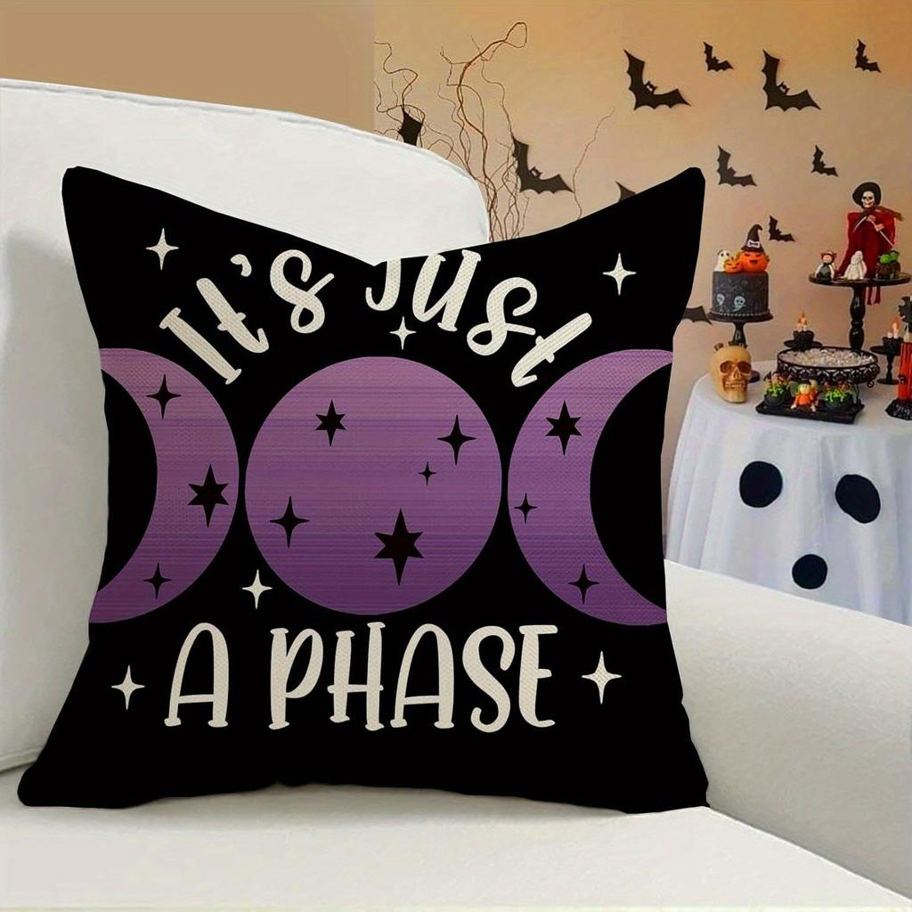Halloween Moon Phase and Mystical Creature Pillowcases: It's just A PHASE, Snake, Moth & Starburst Designs Sofa cushion cover