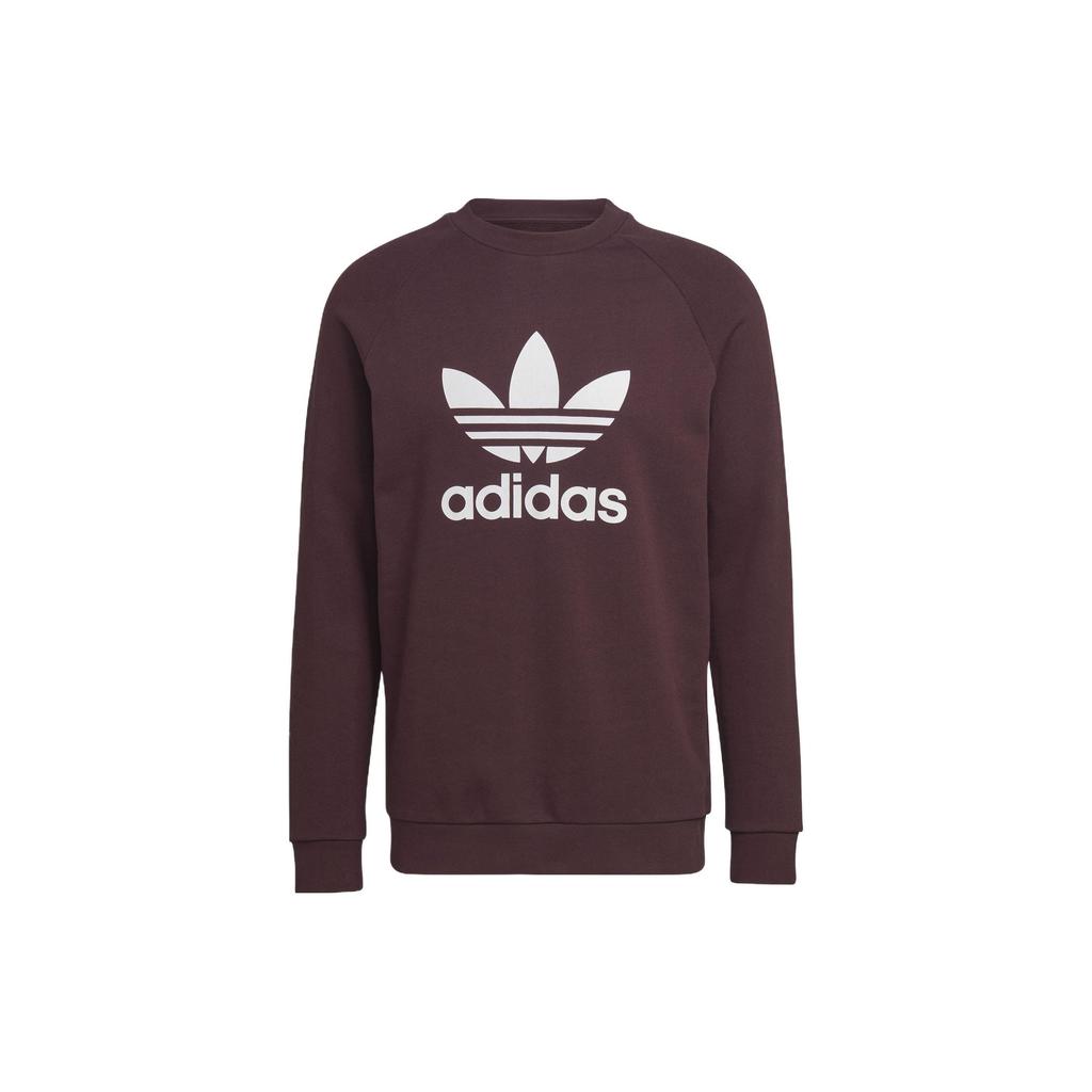 Adidas Originals Logo Print Round Neck Pullover Long Sleeve Sweatshirt Men Sweatshirt Red HK5293