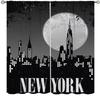 Starry Urban Nightscape Blackout Curtain 2 Panels Water Reflection City Building Print Window Drape for Bedroom Gaming Studio
