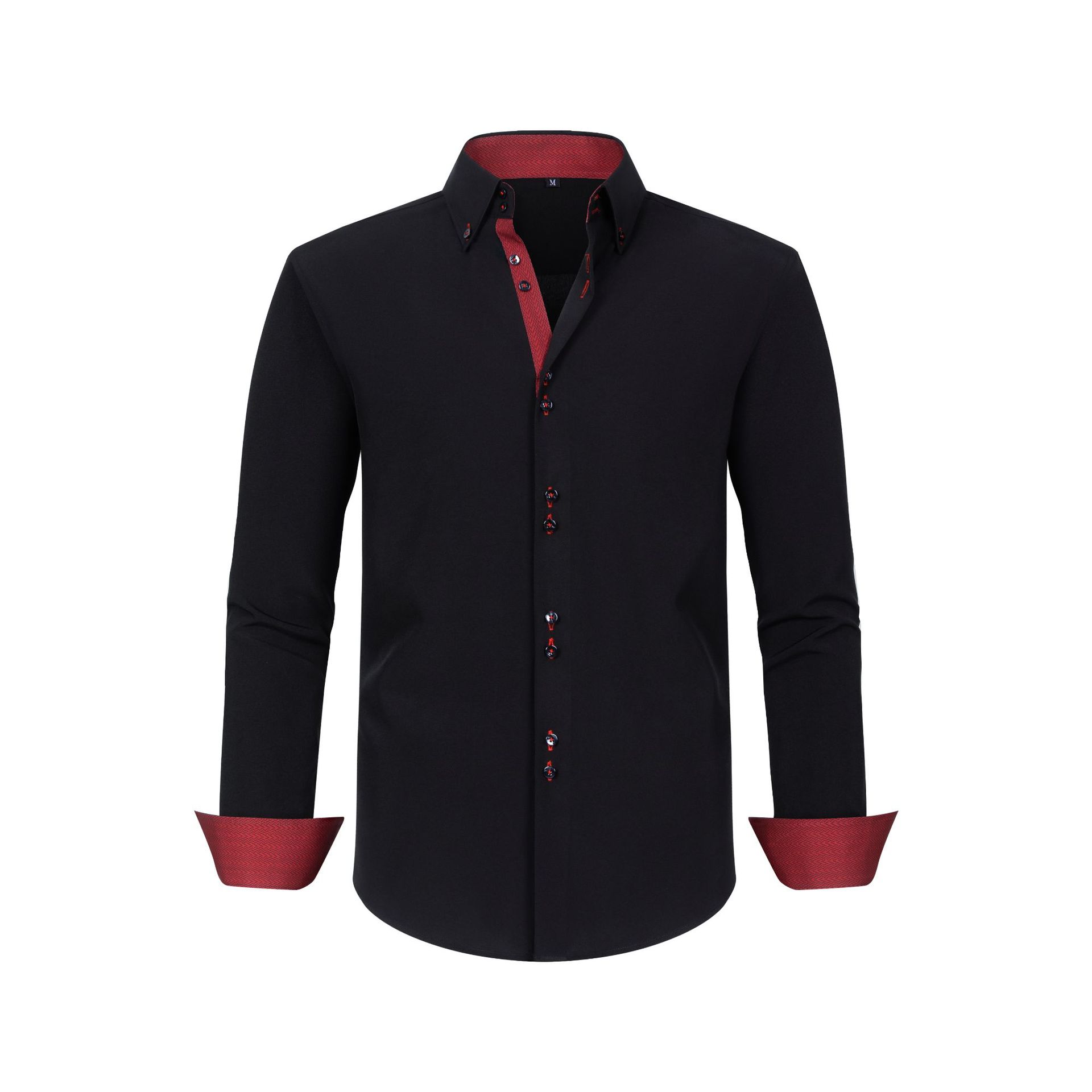 

Men s Fashion Spring and Summer Top Patchwork T-shirt Long Sleeve Turn Down Collar Shirt XXXL