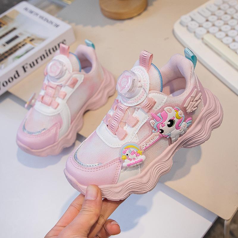

2025 spring new leather children s sneakers girls princess shoes rotating button running dad shoes fashion 26