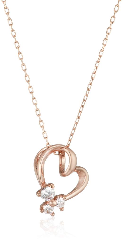 ESTELLE [WEB Exclusive] Cubic Zirconia 10K Pink Gold Heart Motif Necklace 0452-1190-0015-0000