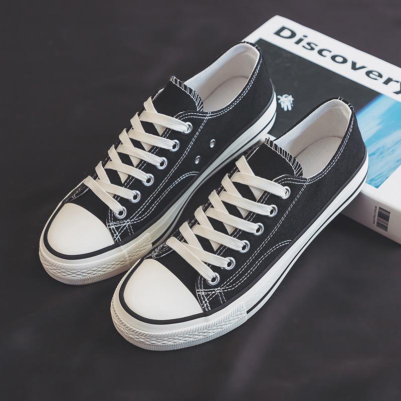 

Мужская обувь парусиновая обувь мужская низкая парусиновая обувь модная универсальная спортивная обувь для скейтборда весенне-осенняя летняя повседневная белая обувь обувь 35 women чёрный