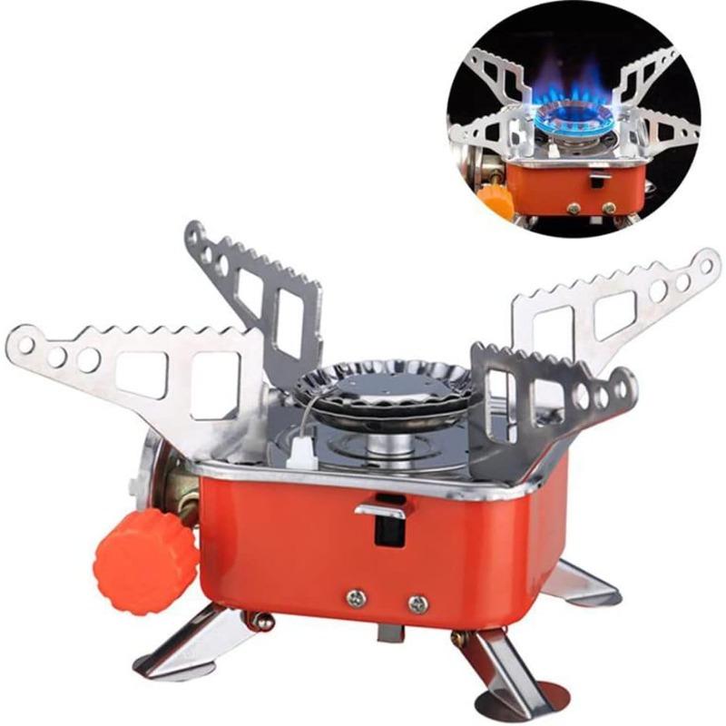 Mini réchaud de camping multi-carburant Portable Pliable Coupe-vent Brûleur à gaz Compatible Butane Propane Pour Randonnée Sac à dos Road Trip