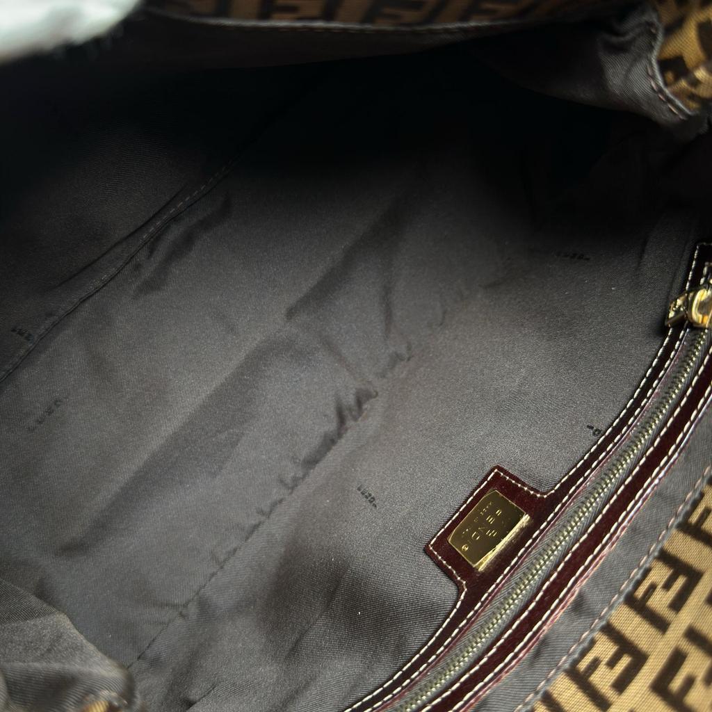 FENDI Zucchino mamma bucket Shoulder Bag Brown Women one belt used