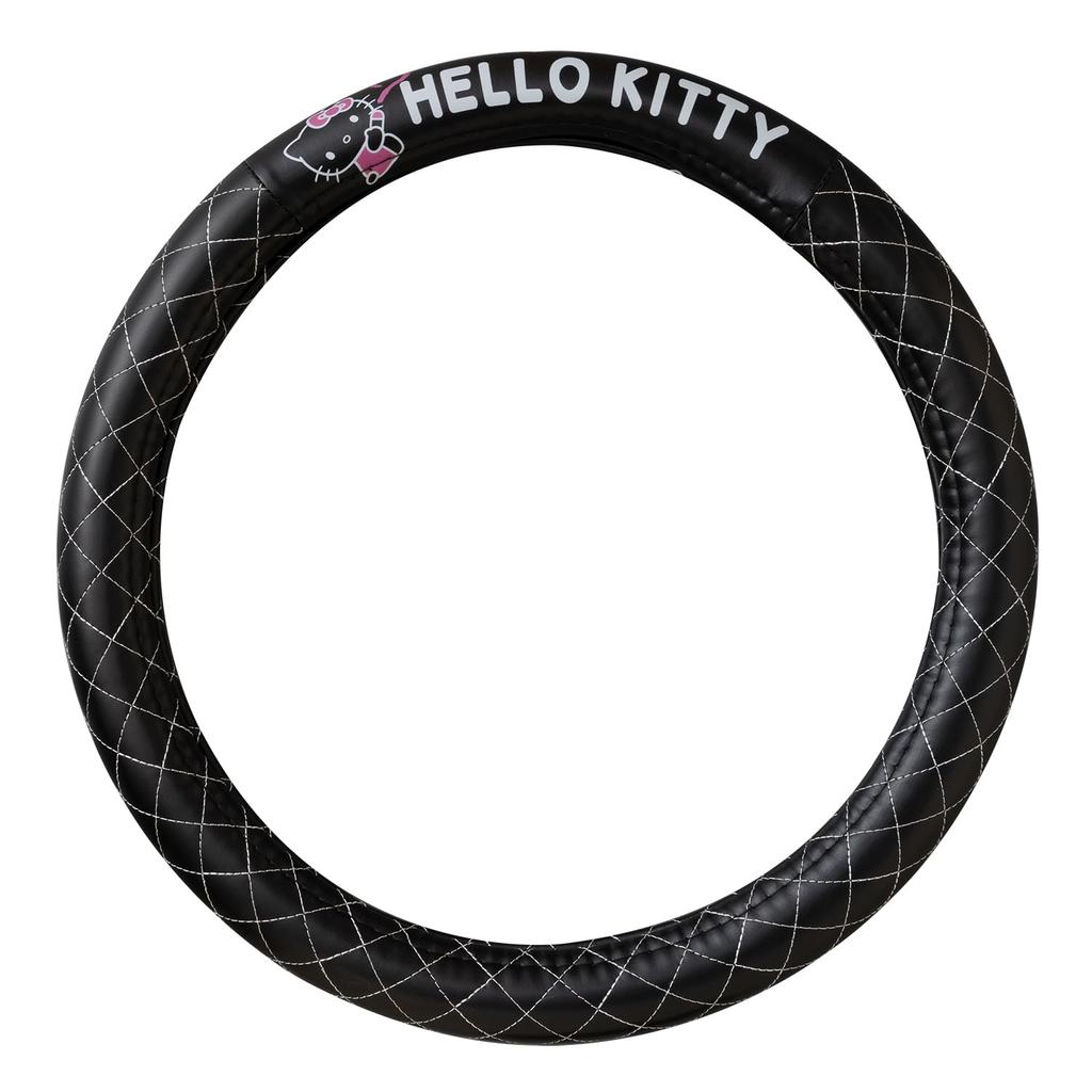 SEIWA Sanrio Car Interior Steering Wheel Hello Kitty Sanrio Quilted Steering Wheel Fits Kei and Standard Easy Steering Cover Officially Licensed HELLO