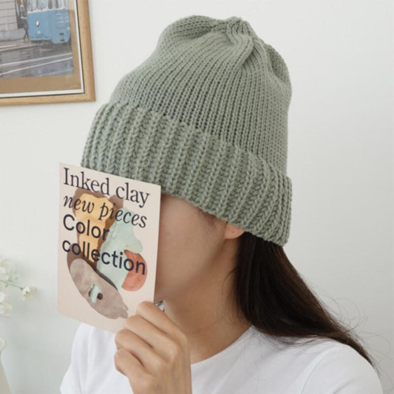 Women's Beige Boneless Plain Beanie Men's Hat