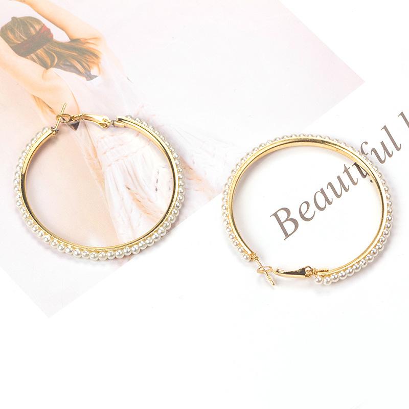 Gold And Silver Geometric Woven Pearl Rice Bead Earrings, Fashion Trend Earrings Retro