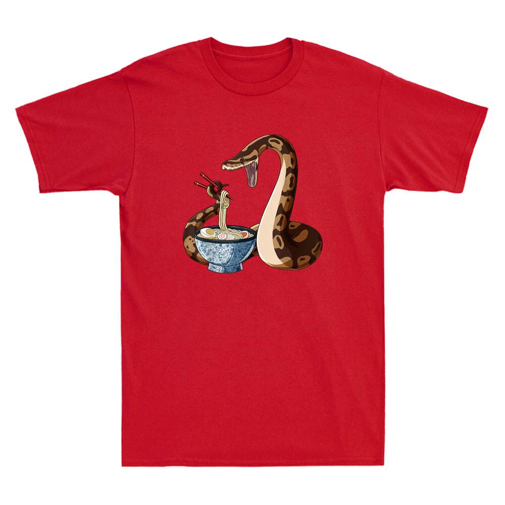 Japanese Kawaii Ramen Snake Funny Snake Eating Noodle Meme Novelty Men T-shirt M
