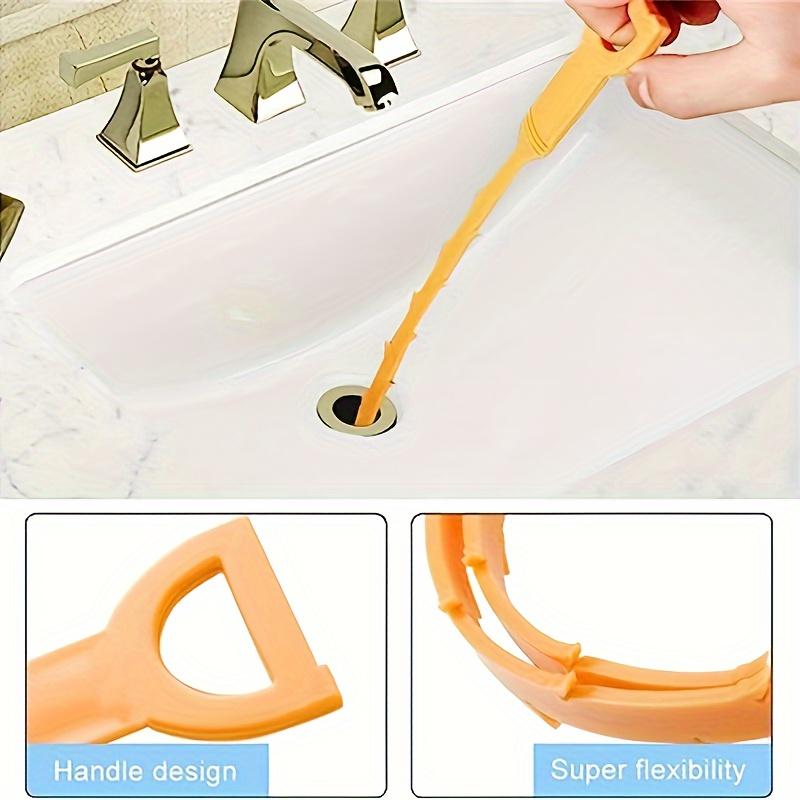 5-Pack Barbed Design Plastic Drain Clog Remover, Semicircle Handle Hair Catcher for Shower, Kitchen Sink, Bathtub, Bathroom Pipes Cleaning Tool
