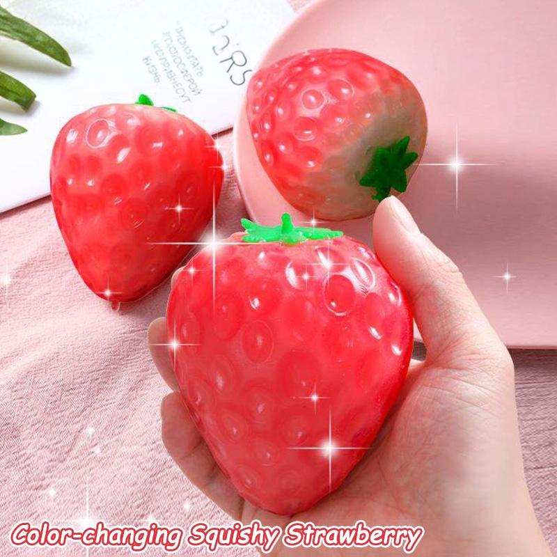 Color Change Strawberry Squishy Fidget Ornament Party Favors Squishy Mango Banana Anti-Anxiety Sensory Fidget Ball Party Gift