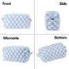 Ladies Small Knitted Zipper Closure Cosmetic Bag Plaid Pencil Case Travel Soft Checkered Makeup Pouch
