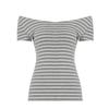 T-shirt a maniche corte a righe off-the-shoulder da donna, maglione casual largo con scollo rotondo, top aderente da abbinare sotto
