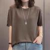 Summer New Middle Aged Women's Ice Silk Knitted Shirt Short Sleeve T-shirt Plus Size Top
