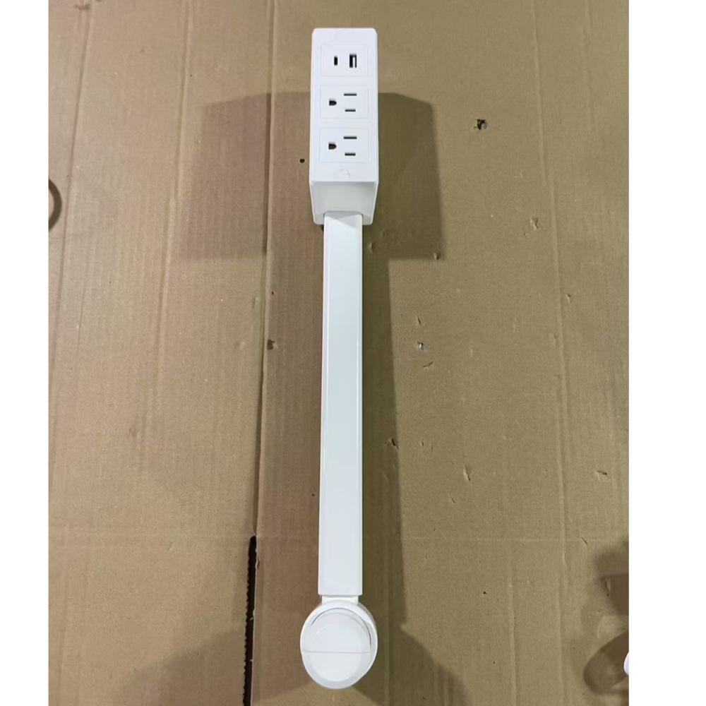 Rotates 180° Electrical Outlet Extender Adjustable Length Flat Plug Power Strip  for NightStand