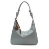Glossy Faux Leather Hobo Bag for Women with Knotted Handle Soft Shoulder Bag for Everyday Use Casual Outings