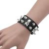 Breites PU-Leder Totenkopf Kegel Nieten Armband, Gothic Punk Verstellbares Druckknopf Handgelenkband Unisex Rock Handgelenkband