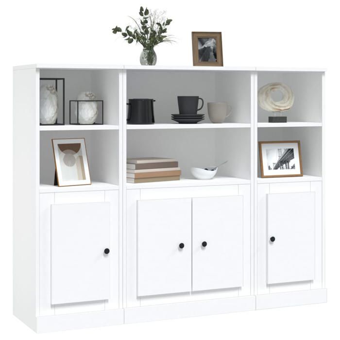 Buffet - Buffets 3 Pcs - White - Engineered Wood - Large Storage Space