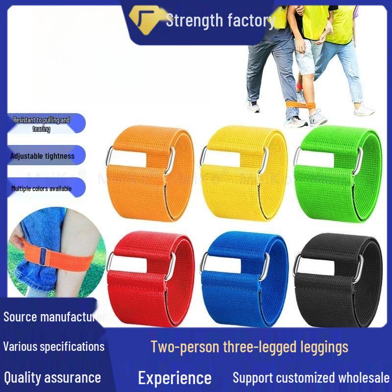 

Two-Person Three-Legged Game with High Elastic Nylon Magic Tape Bands Blue 5x50CM