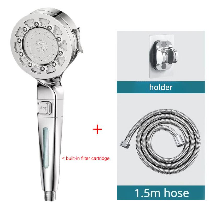 High Pressure Shower Head Water Saving 4 Modes Shower Heads Adjustable One-Key Stop Water Massage Sprayer Bathroom Accessories