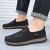 Mens Slip-On Casual Shoes Seniors Soft Sole Non-Slip Comfortable Low-Profile Loafers In Cotton Fabric
