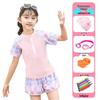 2025 New Japanese Floral Girls' Swimsuit Set with Swim Cap for Training