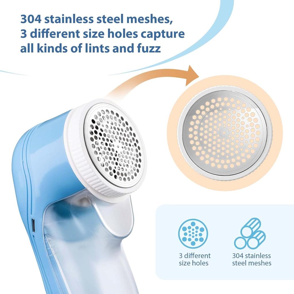 Fabric Shaver, Electric Lint Remover, Lint Shaver with 3 Replaceable Blades USB Rechargeable, Sweater Shaver, Clothes Shaver, Pilling Remover, Fabric