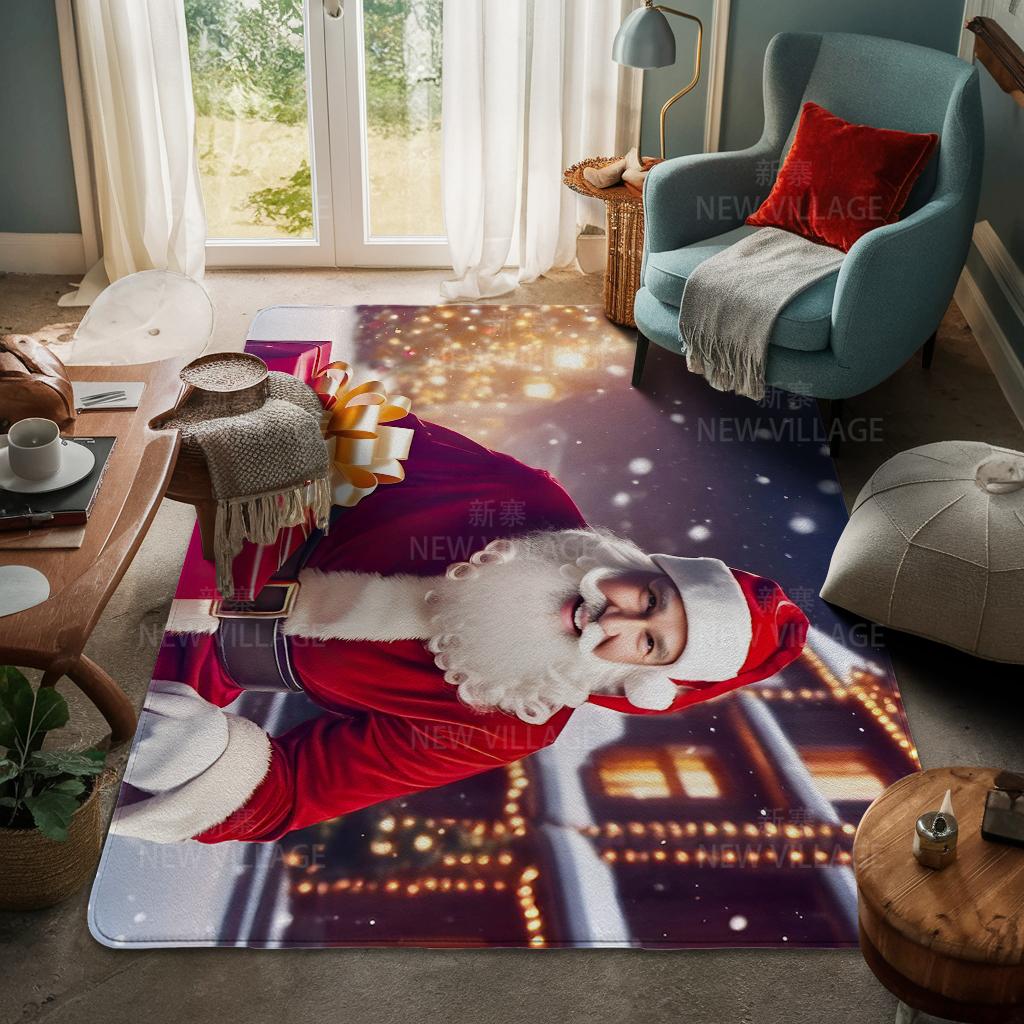 House Entrance Carpet Home Door Mat Living Room Bath Foot Bathroom Non-slip Water Absorption Rugs Bath Merry Christmas Winter