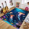 2D Underwater Ocean Area Rug Jellyfish Dolphin Turtle Sea Life Decorative Floor Mat for Living Room Bedroom Home Decor