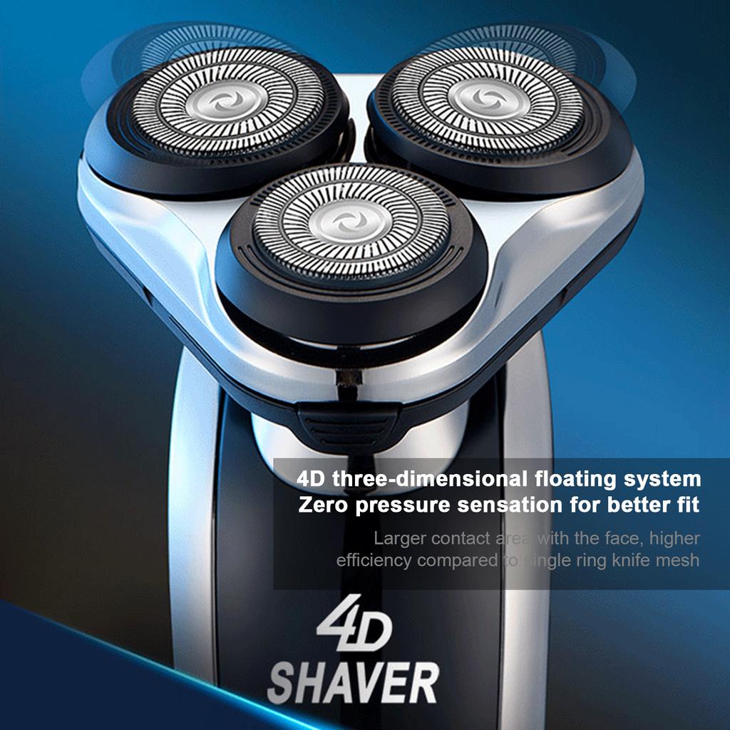 Electric Shaver for Men 3 Floating Heads Beard Razor Hair Clipper Facial Cleaner Massager Nose