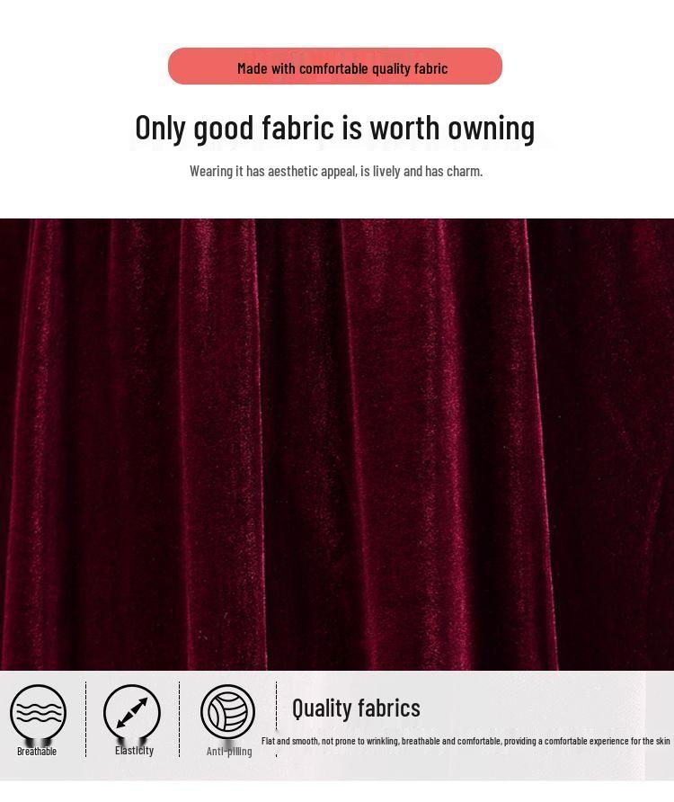 Zlatá sametová A-line dlouhá sukně nadměrné velikosti - S vysokým pasem a univerzální dámská taneční sukně