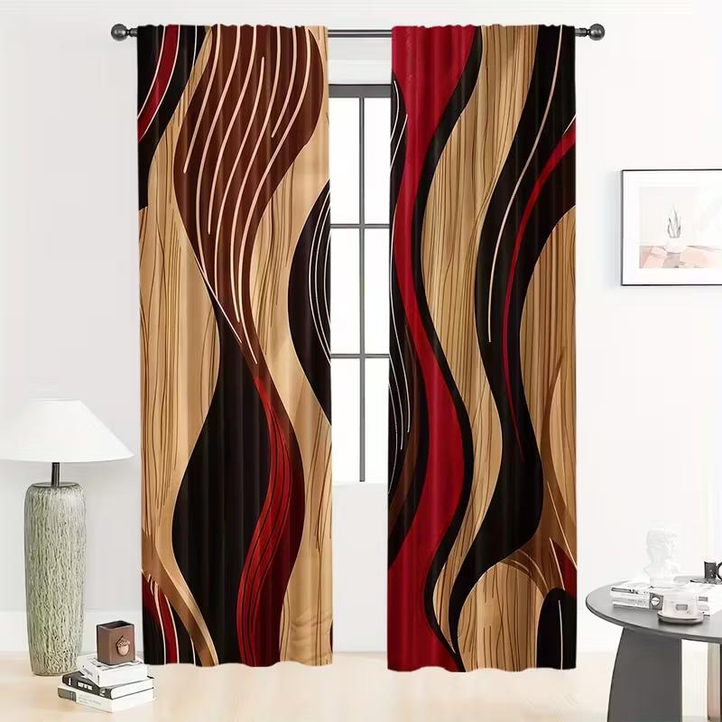 2PCS 2D flat  curtains, polyester material , high-definition digital printing art design,  bedroom,home decor