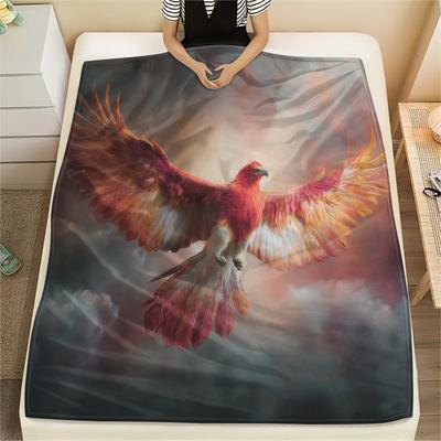 Soaring Phoenix  Print Flannel Blanket, High Quality Comfortable for All Seasons, Home Decor, Warmth and Comfort