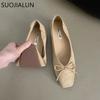 Fashion SUOJIALUN 2025 New Brand Women Flat Shoes Fashion Round Toe Shallow Slip On Boat Shoes Soft Flat Heel Outdoor Dress Single Shoes