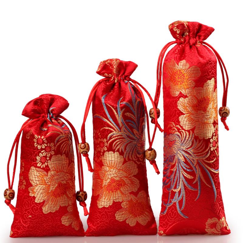 Drawstring Brocade Pouch for Jewelry and Gifts - Custom Necklace Storage Bag