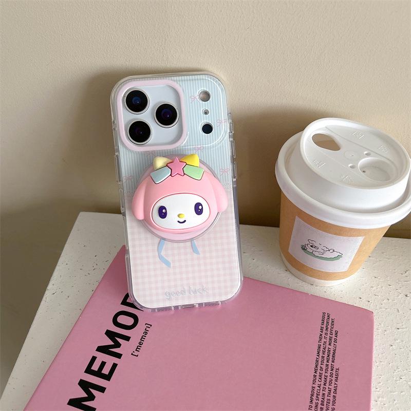 Sanrio Cartoon Magnetic Stand iPhone Case for 17/16/Pro Max/15/14 - Girly Design