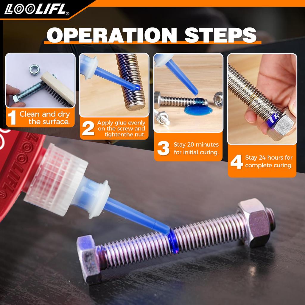 LOOLIFL 243 Medium Strength Threadlocker Wholesale Pack - Removable Adhesive for Nuts Bolts Detachable Threaded Assemblies Thread Lock3